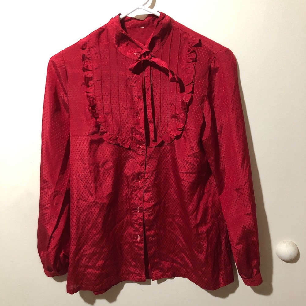 Vintage red button up sz xs